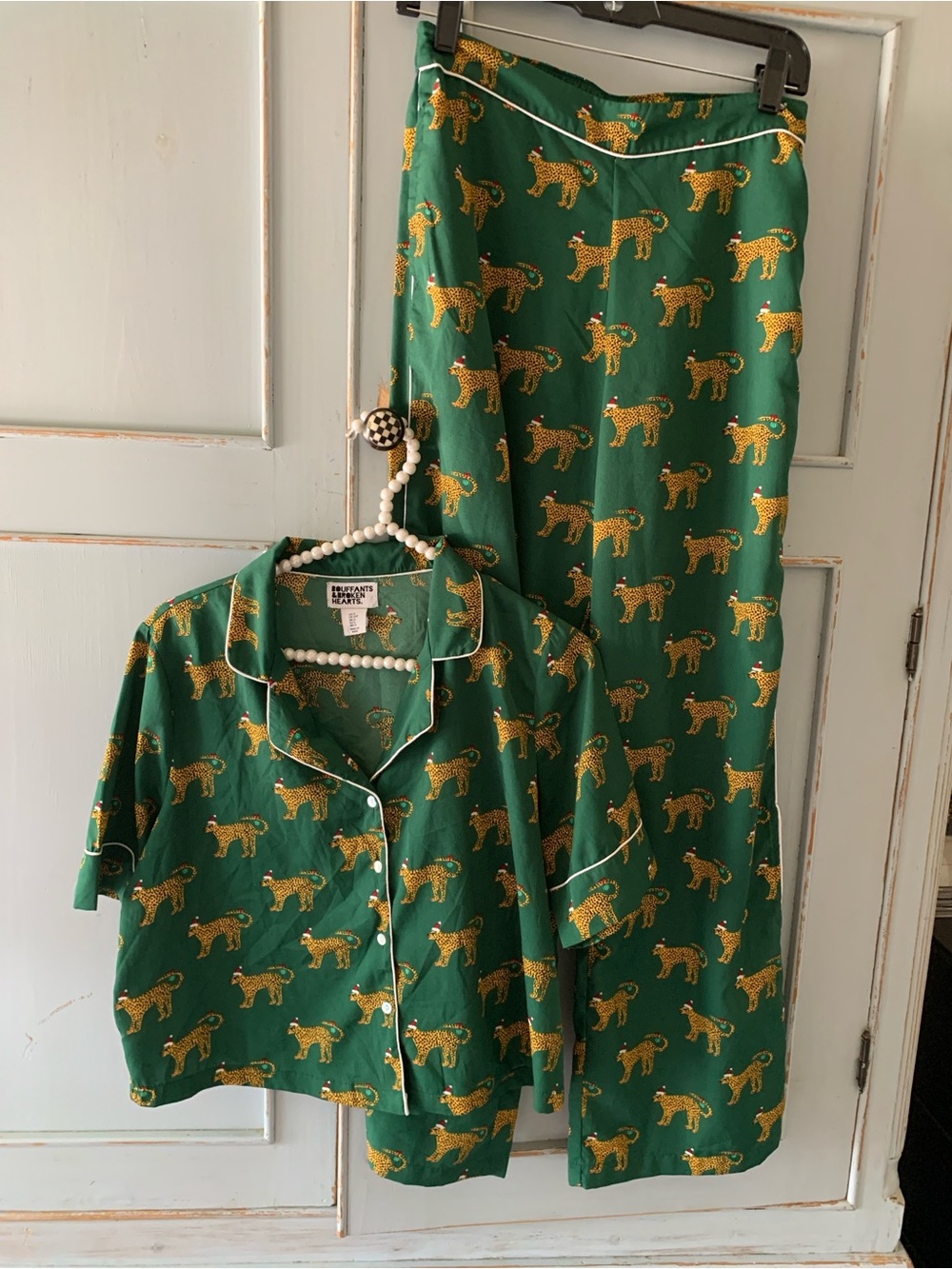 Bouffants & Broken Hearts Leopard Pajama Set Size S